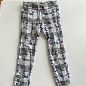 Janie and Jack Pink and Gray Tartan Print Cozy Leggings
